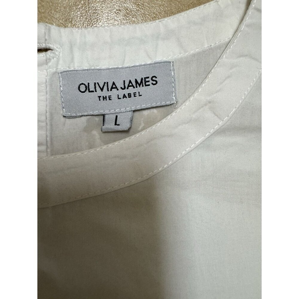 Olivia James White Puff Sleeve 100% Cotton Blouse L - Picture 4 of 5